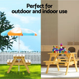 NNEDSZ Kids Outdoor Table and Chairs Picnic Bench Seat Umbrella Children Wooden
