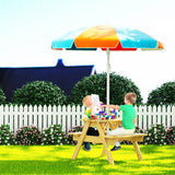 NNEDSZ Kids Outdoor Table and Chairs Picnic Bench Seat Umbrella Children Wooden