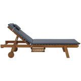 NNEDSZ Sun Lounger Wicker Lounge Day Bed Wheel Patio Outdoor Setting Furniture
