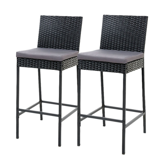 NNEDSZ Set of 2 Outdoor Bar Stools Dining Chairs Wicker Furniture