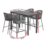 NNEDSZ 5pcs Outdoor Bar Table Furniture Set Chairs Table Patio Bistro 4 Seater