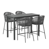 NNEDSZ 5pcs Outdoor Bar Table Furniture Set Chairs Table Patio Bistro 4 Seater