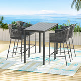 NNEDSZ 5pcs Outdoor Bar Table Furniture Set Chairs Table Patio Bistro 4 Seater