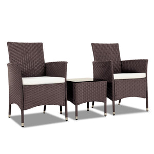 NNEDSZ 3 Piece Rattan Outdoor Furniture Set - Brown