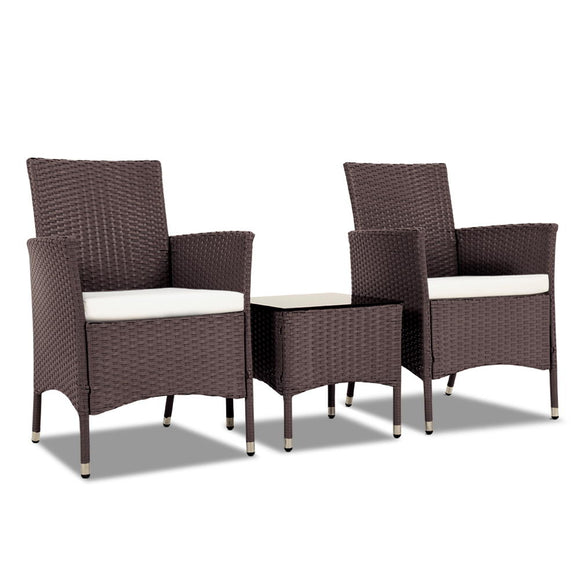 NNEDSZ 3 Piece Rattan Outdoor Furniture Set - Brown