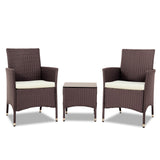 NNEDSZ 3 Piece Rattan Outdoor Furniture Set - Brown