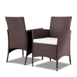 NNEDSZ 3 Piece Rattan Outdoor Furniture Set - Brown