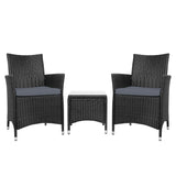 NNEDSZ  3 Piece Wicker Outdoor Furniture Set - Black
