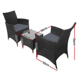 NNEDSZ  3 Piece Wicker Outdoor Furniture Set - Black