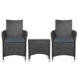 NNEDSZ  3 Piece Wicker Outdoor Furniture Set - Black