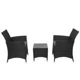 NNEDSZ  3 Piece Wicker Outdoor Furniture Set - Black