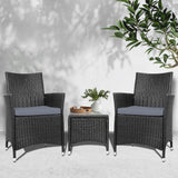 NNEDSZ  3 Piece Wicker Outdoor Furniture Set - Black
