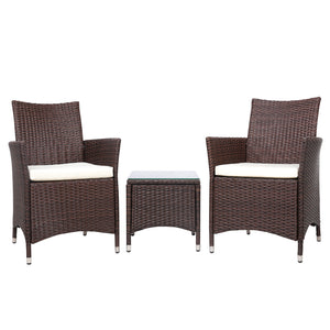 NNEDSZ 3 Piece Wicker Outdoor Furniture Set - Brown
