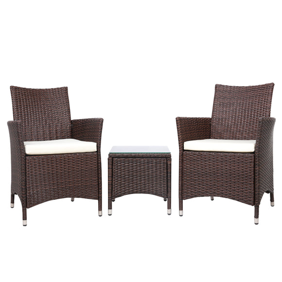 NNEDSZ 3 Piece Wicker Outdoor Furniture Set - Brown