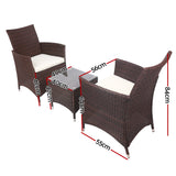 NNEDSZ 3 Piece Wicker Outdoor Furniture Set - Brown