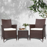 NNEDSZ 3 Piece Wicker Outdoor Furniture Set - Brown