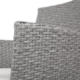 NNEDSZ 3 Piece Wicker Outdoor Chair Side Table Furniture Set - Grey