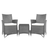 NNEDSZ 3pc Rattan Bistro Wicker Outdoor Furniture Set Grey
