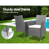 NNEDSZ 3pc Rattan Bistro Wicker Outdoor Furniture Set Grey