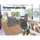 NNEDSZ 3pc Rattan Bistro Wicker Outdoor Furniture Set Grey