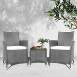 NNEDSZ 3pc Rattan Bistro Wicker Outdoor Furniture Set Grey
