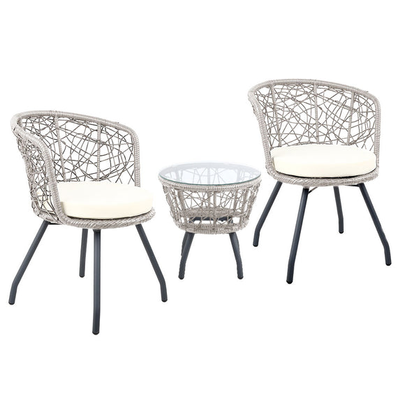 NNEDSZ Outdoor Patio Chair and Table - Grey