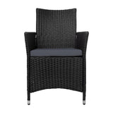 NNEDSZ of 2 Outdoor Bistro Set Chairs Patio Furniture Dining Wicker Garden Cushion Gardeon