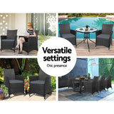 NNEDSZ of 2 Outdoor Bistro Set Chairs Patio Furniture Dining Wicker Garden Cushion Gardeon