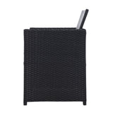 NNEDSZ of 2 Outdoor Dining Chairs Wicker Chair Patio Garden Furniture Setting Lounge Cafe Cushion Bistro Set Gardeon Black