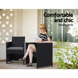 NNEDSZ of 2 Outdoor Dining Chairs Wicker Chair Patio Garden Furniture Setting Lounge Cafe Cushion Bistro Set Gardeon Black