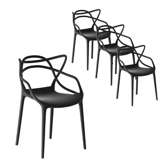 NNEDSZ PP Outdoor Dining Chairs X4 Portable Stackable Chair Patio Furniture