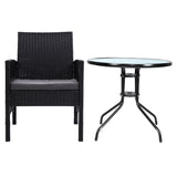 NNEDSZ Outdoor Furniture Dining Chairs Wicker Garden Patio Cushion Black 3PCS Tea Coffee Cafe Bar Set