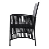 NNEDSZ Outdoor Furniture Dining Chairs Wicker Garden Patio Cushion Black 3PCS Tea Coffee Cafe Bar Set