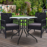 NNEDSZ Outdoor Furniture Dining Chairs Wicker Garden Patio Cushion Black 3PCS Tea Coffee Cafe Bar Set
