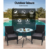 NNEDSZ Outdoor Furniture Dining Chairs Wicker Garden Patio Cushion Black 3PCS Tea Coffee Cafe Bar Set