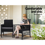 NNEDSZ Outdoor Furniture Dining Chairs Wicker Garden Patio Cushion Black 3PCS Tea Coffee Cafe Bar Set