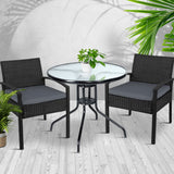 NNEDSZ Furniture Dining Chairs Wicker Garden Patio Cushion Black 3PCS Sofa Set Tea Coffee Cafe Bar Set