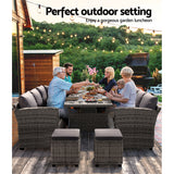 NNEDSZ 9-Seater Outdoor Dining Set Patio Furniture Wicker Lounge Table Chairs