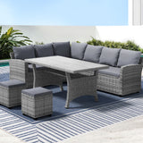 NNEDSZ 9-Seater Outdoor Dining Set Patio Furniture Wicker Lounge Table Chairs