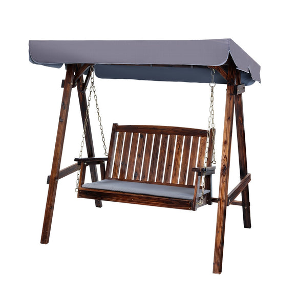 NNEDSZ Swing Chair Wooden Garden Bench Canopy 2 Seater Outdoor Furniture