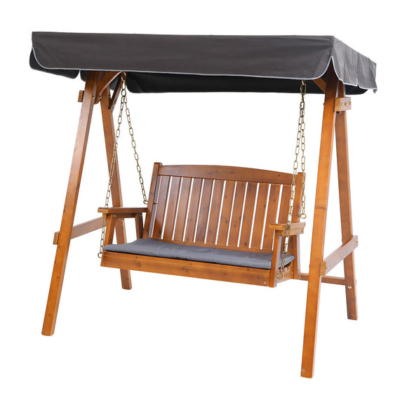 NNEDSZ  Swing Chair Wooden Garden Bench Canopy 2 Seater Outdoor Furniture