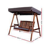 NNEDSZ Wooden Swing Chair Garden Bench Canopy 3 Seater Outdoor Furniture