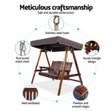 NNEDSZ Wooden Swing Chair Garden Bench Canopy 3 Seater Outdoor Furniture