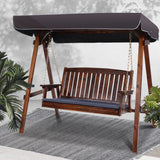 NNEDSZ Wooden Swing Chair Garden Bench Canopy 3 Seater Outdoor Furniture