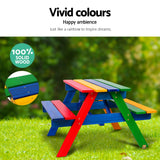 NNEDSZ Kids Wooden Picnic Table Set with Umbrella