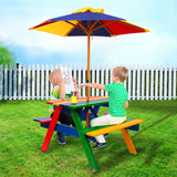 NNEDSZ Kids Wooden Picnic Table Set with Umbrella
