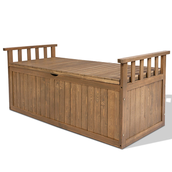 NNEDSZ Outdoor Storage Box Wooden Garden Bench 128.5cm Chest Tool Toy Sheds XL