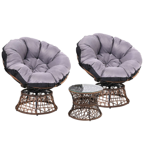 NNEDSZ Papasan Chair and Side Table Set-Brown