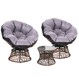 NNEDSZ Papasan Chair and Side Table Set-Brown