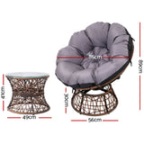 NNEDSZ Papasan Chair and Side Table Set-Brown